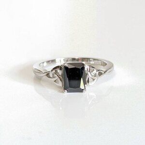 Sterling Silver Black Onyx Celtic Ring, Sterling Silver Women Ring, Love Friends